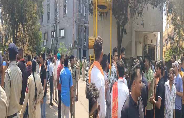 धर्मांतरण को लेकर राजधानी में बवाल: बजरंग दल का उग्र प्रदर्शन, इलाके में पुलिस बल तैनात Ruckus in Raipur over conversion