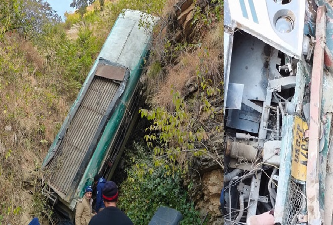 अल्मोड़ा में दर्दनाक बस हादसा, खाई में गिरने से सात की मौत, 12 घायल, सड़क किनारे गड्ढे में टायर जाने से स्टेयरिंग फेल हुई